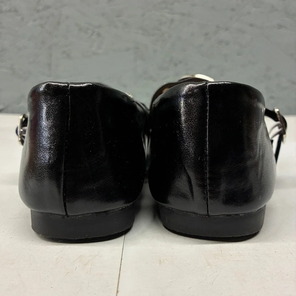 Boevdu Aainilyo Square Toe Studded Mary Jane Loafers Flats Womens 10 Black Strap